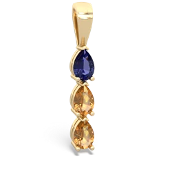 Lab Sapphire Dew Drops 14K Yellow Gold pendant P2251