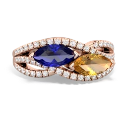 Lab Sapphire Diamond Rivers 14K Rose Gold ring R3070