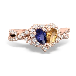 Lab Sapphire Diamond Twist 'One Heart' 14K Rose Gold ring R2640HRT