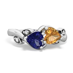 Lab Sapphire Floral Elegance 14K White Gold ring R5790