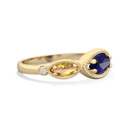 Lab Sapphire Milgrain Marquise 14K Yellow Gold ring R5700