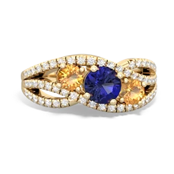 Lab Sapphire Three Stone Aurora 14K Yellow Gold ring R3080