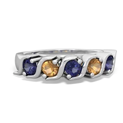 Lab Sapphire Anniversary Band 14K White Gold ring R2089