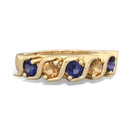 Lab Sapphire Anniversary Band 14K Yellow Gold ring R2089