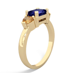 Lab Sapphire Three Stone 14K Yellow Gold ring R5235