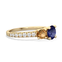 Lab Sapphire Pave Trellis 14K Yellow Gold ring R5500