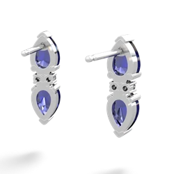 Lab Sapphire Bowtie Drop 14K White Gold earrings E0865