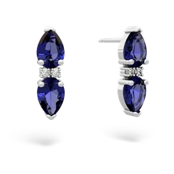 Lab Sapphire Bowtie Drop 14K White Gold earrings E0865