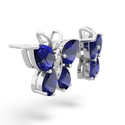 Lab Sapphire Butterfly 14K White Gold earrings E2215