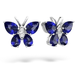 Lab Sapphire Butterfly 14K White Gold earrings E2215