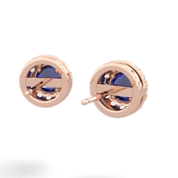 Lab Sapphire Diamond Halo 14K Rose Gold earrings E5370