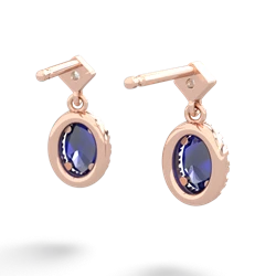 Lab Sapphire Antique-Style Halo 14K Rose Gold earrings E5720