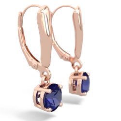 Lab Sapphire 6Mm  Round Lever Back 14K Rose Gold earrings E2786