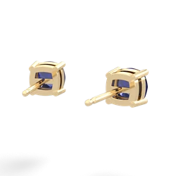 Lab Sapphire 5Mm Checkerboard Cushion Stud 14K Yellow Gold earrings E1795