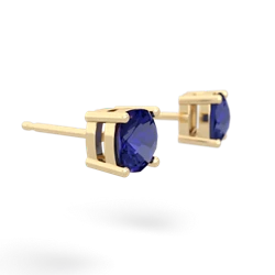 Lab Sapphire 5Mm Checkerboard Cushion Stud 14K Yellow Gold earrings E1795