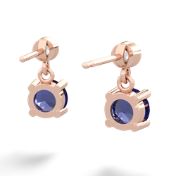 Lab Sapphire Diamond Drop 6Mm Round 14K Rose Gold earrings E1986