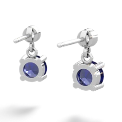 Lab Sapphire Diamond Drop 6Mm Round 14K White Gold earrings E1986