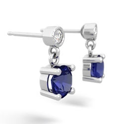 Lab Sapphire Diamond Drop 6Mm Round 14K White Gold earrings E1986