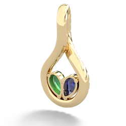 Lab Sapphire Pave Twist 'One Heart' 14K Yellow Gold pendant P5360