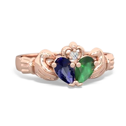 Lab Sapphire 'Our Heart' Claddagh 14K Rose Gold ring R2388