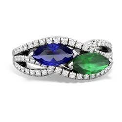 Lab Sapphire Diamond Rivers 14K White Gold ring R3070