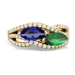 Lab Sapphire Diamond Rivers 14K Yellow Gold ring R3070