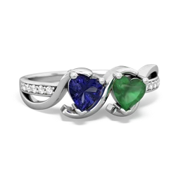 Lab Sapphire Side By Side 14K White Gold ring R3090