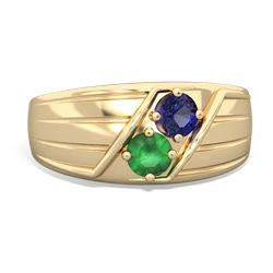 Lab Sapphire Men's Streamline 14K Yellow Gold ring R0460