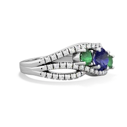 Lab Sapphire Three Stone Aurora 14K White Gold ring R3080