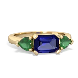 Lab Sapphire Three Stone 14K Yellow Gold ring R5235