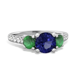 Lab Sapphire Pave Trellis 14K White Gold ring R5500