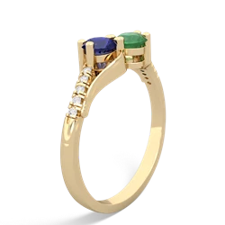 Lab Sapphire Infinity Pave Two Stone 14K Yellow Gold ring R5285