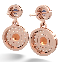 Lab Sapphire Halo Dangle 14K Rose Gold earrings E5319