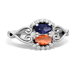 Lab Sapphire Love Nest 14K White Gold ring R5860