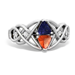 Lab Sapphire Keepsake Celtic Knot 14K White Gold ring R5300