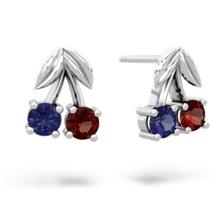 Lab Sapphire Sweet Cherries 14K White Gold earrings E7001