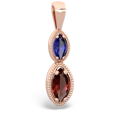 Lab Sapphire Antique-Style Halo 14K Rose Gold pendant P5700