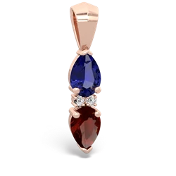 Lab Sapphire Bowtie Drop 14K Rose Gold pendant P0865