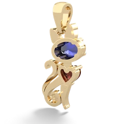 Lab Sapphire Kitten 14K Yellow Gold pendant P5780