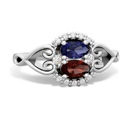 Lab Sapphire Love Nest 14K White Gold ring R5860