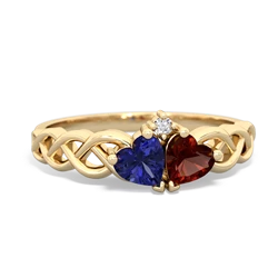 Lab Sapphire Heart To Heart Braid 14K Yellow Gold ring R5870