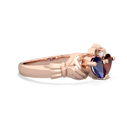 Lab Sapphire 'Our Heart' Claddagh 14K Rose Gold ring R2388