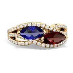 Lab Sapphire Diamond Rivers 14K Yellow Gold ring R3070