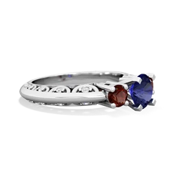 Lab Sapphire Art Deco Eternal Embrace Engagement 14K White Gold ring C2003