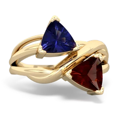 Lab Sapphire Split Band Swirl 14K Yellow Gold ring R2341