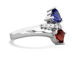 Lab Sapphire Heart To Heart 14K White Gold ring R2064