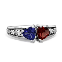 Lab Sapphire Heart To Heart 14K White Gold ring R3342