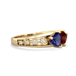 Lab Sapphire Heart To Heart 14K Yellow Gold ring R3342