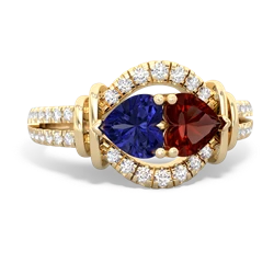 Lab Sapphire Art-Deco Keepsake 14K Yellow Gold ring R5630