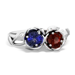 Lab Sapphire Rose Garden 14K White Gold ring R5510